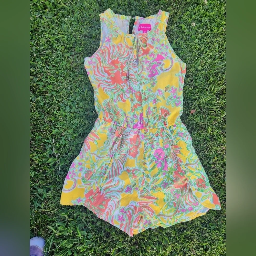 Lilly Pullitzer SUMMER ROMPER WITH POCKETS Size SMALL pink Orange White Green - Picture 11 of 11